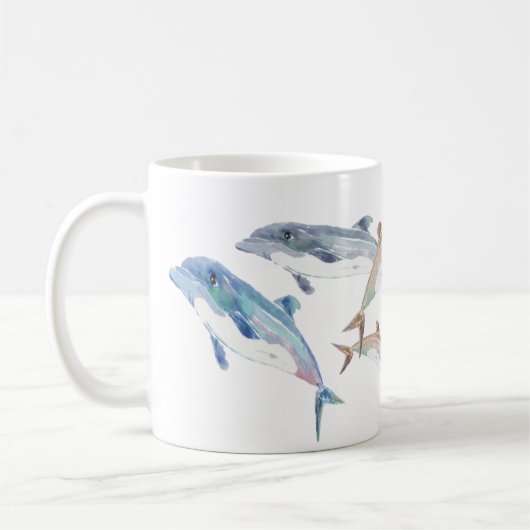 Blaue Delphine auf der Tasse (Links)