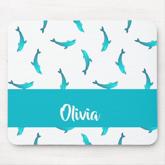 Blaue Delphine auf Weiß Mousepad (Vorne)