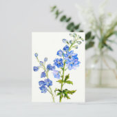 Blaue Delphine in Aquarellkartons Postkarte (Stehend Vorderseite)