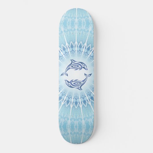 Blaue Delphine Mandala Maritime Skateboard (Vorderseite)