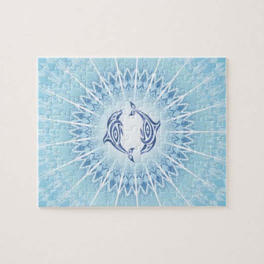 Blaue Delphine Mandala Puzzle (Horizontal)