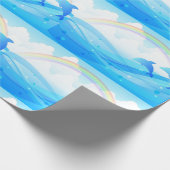 Blaue Delphine springen Geschenkpapier (Ecke)