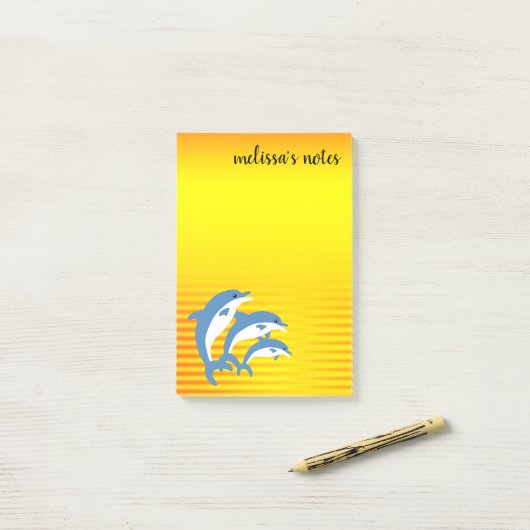 Blaue Delphine tanzen in der tropischen Sonne Post-it Klebezettel (Auf Schreibtisch)