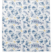 Blaue Delphine und Wellen Duschvorhang (Vorderseite)