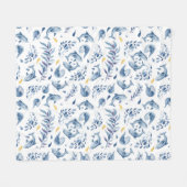 Blaue Delphine und Wellen Fleecedecke (Vorderseite (Horizontal))