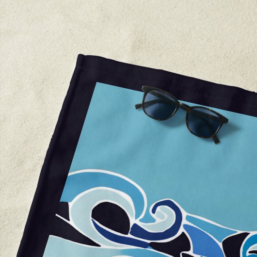 Blaue Delphine & Waves individuell anpassbar Strandtuch (Beispiel)