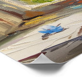 Blaue Delphinien in Vase am Fenster A.I. Poster (Ecke)