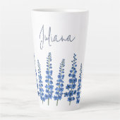 Blaue Delphinium-Blume im Juli Milchtasse (Vorderseite)