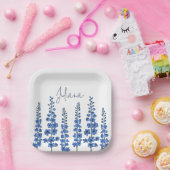 Blaue Delphinium-Blume im Juli Pappteller (Party)