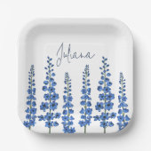 Blaue Delphinium-Blume im Juli Pappteller (Vorderseite)