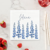 Blaue Delphinium-Blume im Juli Serviette (Beispiel)