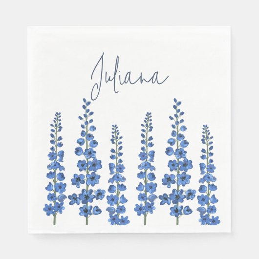 Blaue Delphinium-Blume im Juli Serviette (Vorderseite)