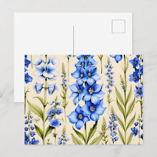 Blaue Delphinium-Blume Postkarte (Vorne/Hinten)