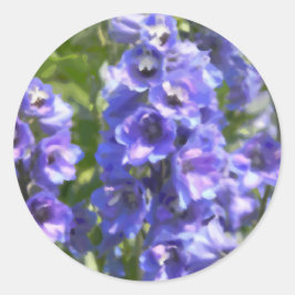 Blaue Delphinium-Blume Runder Aufkleber