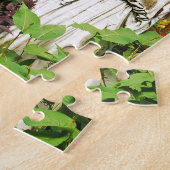 Blaue Delphinium-Blüte Garten und Göttin Statue Puzzle (Seite)