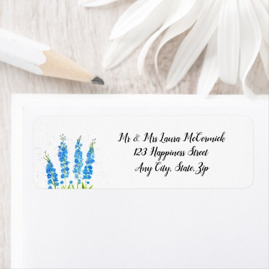 Blaue Delphinium florale Aquarell elegant rustikal (Insitu)