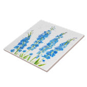 Blaue Delphinium florale Aquarell elegant rustikal Fliese (Seite)