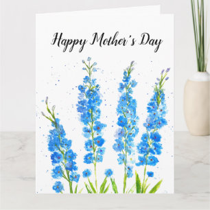 Blaue Delphinium florale Aquarell elegant rustikal Karte