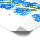 Blaue Delphinium florale Aquarell elegant rustikal Poster (Ecke)