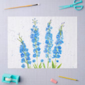 Blaue Delphinium florale Aquarell elegant rustikal Seidenpapier (Basteln)