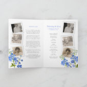 Blaue Delphinium-Fotos: Beerdigungsservice Programm (Innenseite)