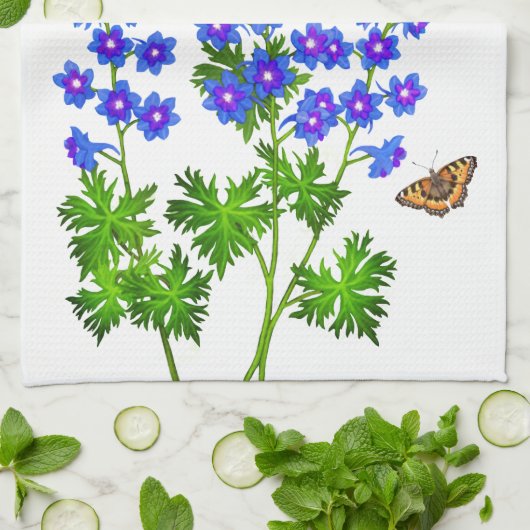 Blaue Delphinium Larkspur Blumen-Amerikaner MoJo Handtuch (Gefaltet)