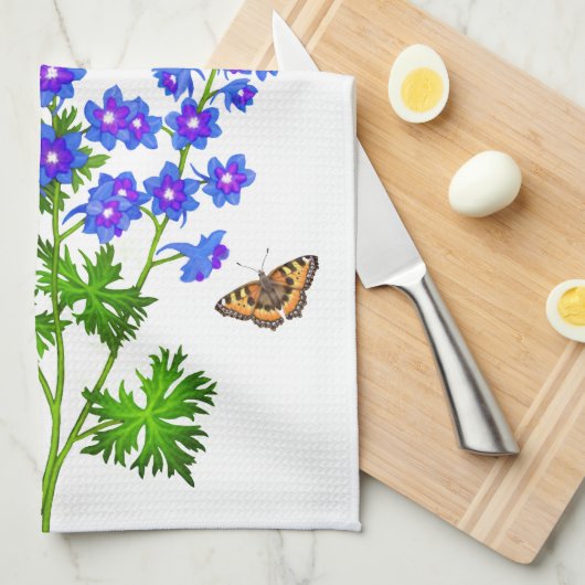 Blaue Delphinium Larkspur Blumen-Amerikaner MoJo Handtuch (Viertel Falte)