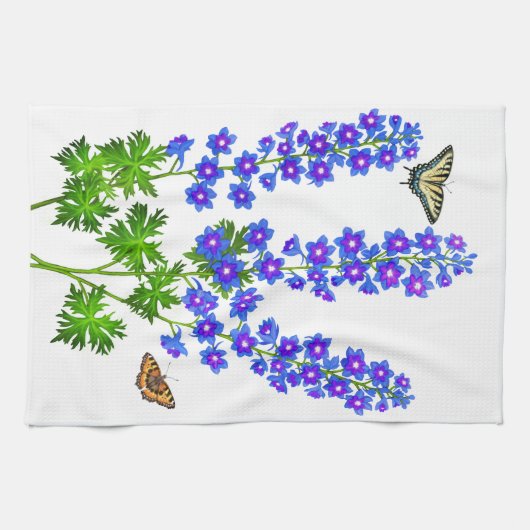 Blaue Delphinium Larkspur Blumen-Amerikaner MoJo Handtuch (Horizontal)