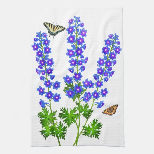 Blaue Delphinium Larkspur Blumen-Amerikaner MoJo Handtuch (Vertikal)