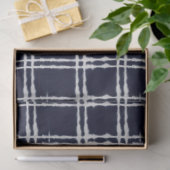 Blaue Denim-Abstrakte Gefärbte Krawatte Klassische Seidenpapier (Geschenk)