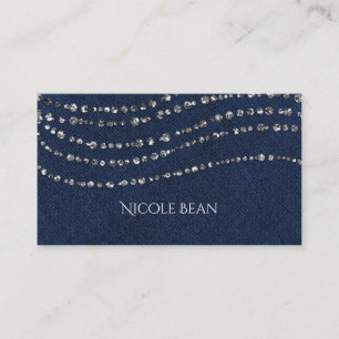 Blaue Denim & Diamanten falscher Funkeln Bling Visitenkarte