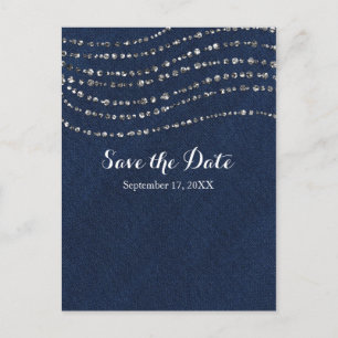 Blaue Denim & Diamanten funkeln Bling Termin speic Ankündigungspostkarte