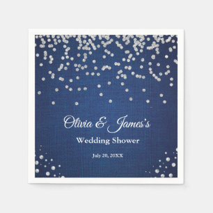 Blaue Denim-Diamanten-Perlen-Brautpaar-Hochzeitsdu Serviette