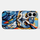 Blaue Denim-Eule Case-Mate iPhone Hülle (Rückseite (Horizontal))