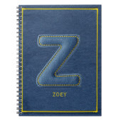 Blaue Denim-Imitat-Nähpatch-Buchstabe Z-Monogramm Notizblock (Vorderseite)