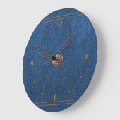 Blaue Denim-Knopf-unten Jeans mit dem Nähen Große Wanduhr (Winkel)