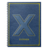Blaue Denim-Näht-Patch Monogramm Buchstabe X Notizblock (Vorderseite)