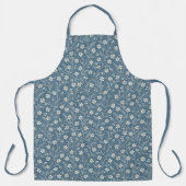 Blaue Denim-Stoffoptik mit weißen Blumen Schürze (Vorderseite)