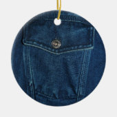 Blaue Denim-Tasche Keramikornament (Vorne)