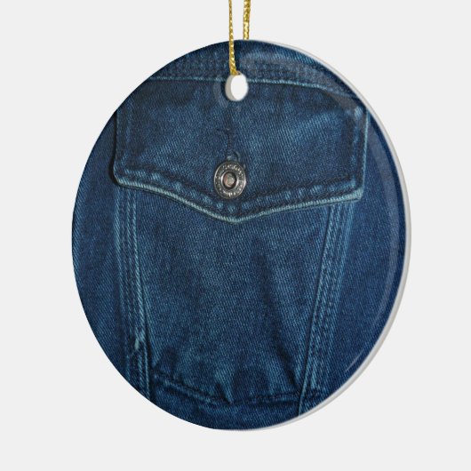 Blaue Denim-Tasche Keramikornament (Links)