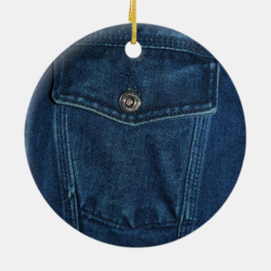Blaue Denim-Tasche Keramikornament (Hinten)