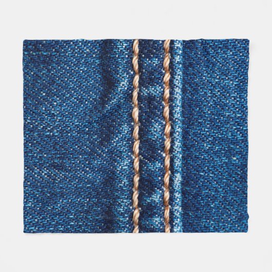 Blaue Denim-Textur mit Naht der Naht, Jeans Fleecedecke (Vorderseite (Horizontal))