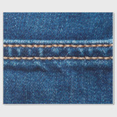 Blaue Denim-Textur mit Naht der Naht, Jeans Geschenkpapier (Flach)