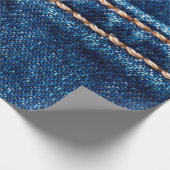 Blaue Denim-Textur mit Naht der Naht, Jeans Geschenkpapier (Ecke)