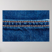 Blaue Denim-Textur mit Naht der Naht, Jeans Poster (Vorne)