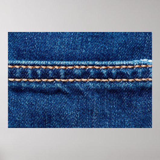 Blaue Denim-Textur mit Naht der Naht, Jeans Poster (Vorne)