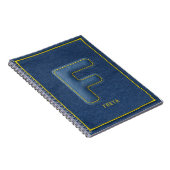 Blaue Denim-Textur Monogramm Anfangsbuchstabe F Na Notizblock (Rechte Seite)