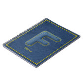 Blaue Denim-Textur Monogramm Anfangsbuchstabe F Na Notizblock (Linke Seite)