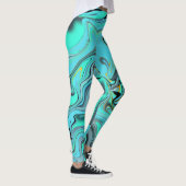 Blaue des Marmormusters abstrakte und grüne Leggings (Rechts)