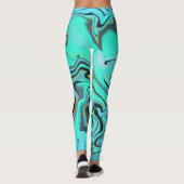 Blaue des Marmormusters abstrakte und grüne Leggings (Rückseite)